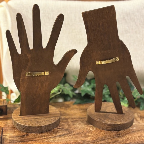 2 • 2 pc Sets of Real Wood Hand Form Jewelry Display for Bracelets & Rings - Picture 2 of 10